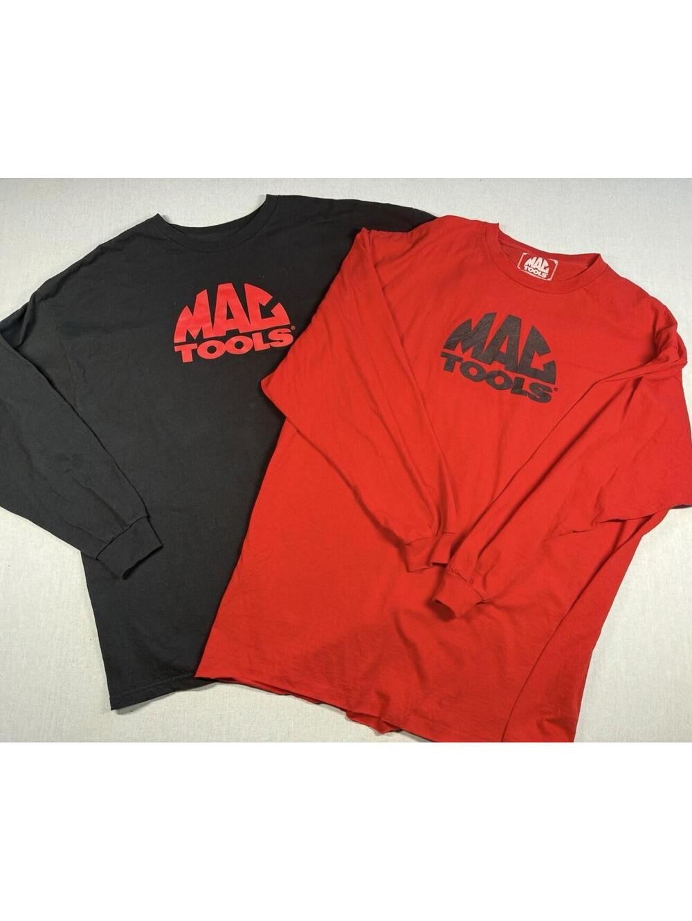 LOT of TWO 2 MAC Tools Long Sleeve Shirts Men 3XL Red Black‎ 100% Cotton Logo